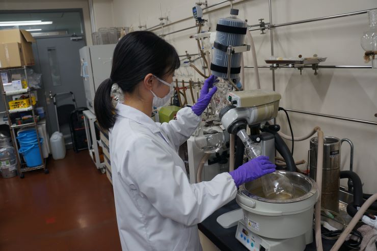 Evaporation of organic solvent.